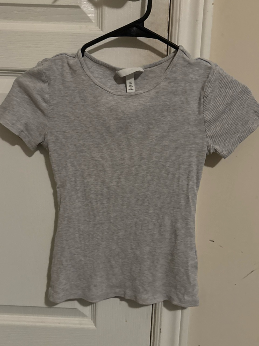 H&M Light Gray Ribbed Short Sleeve Tee